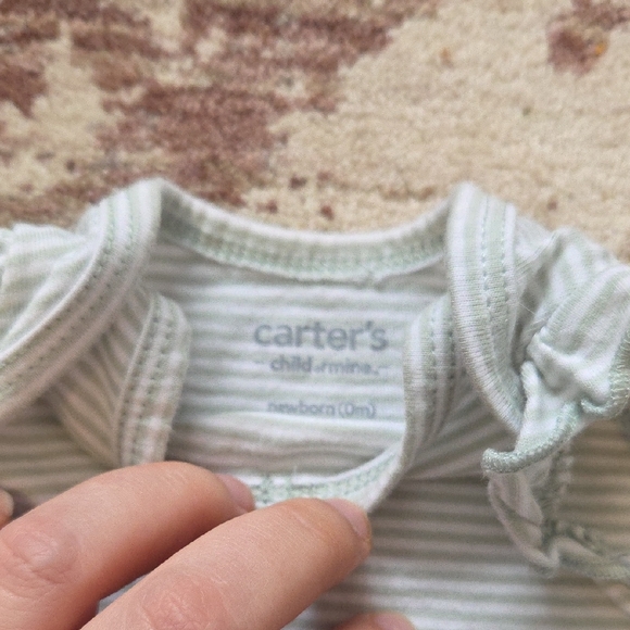 Carter's Light Gray Striped Ruffle Tank Top - Picture 2 of 2